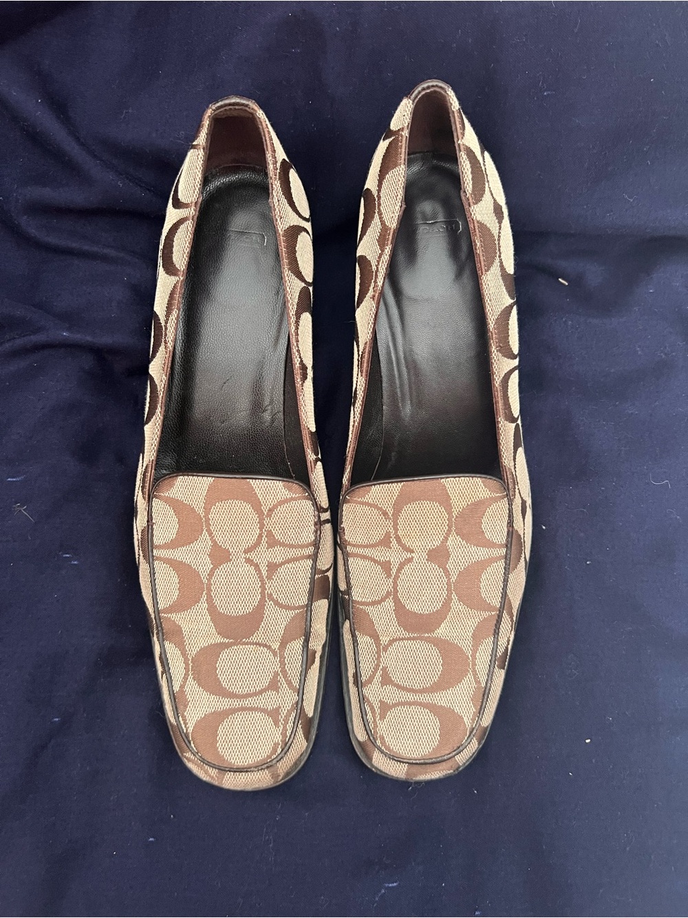 Coach Brown Signature Canvas Slip-On Loafers